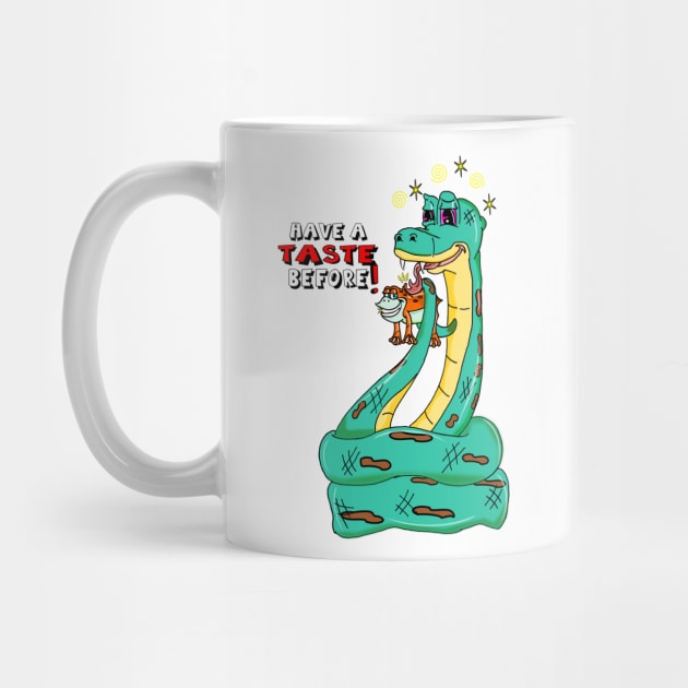 Have a Taste - Silly Funny Snake Frog Nature Cartoon by sillyindustries